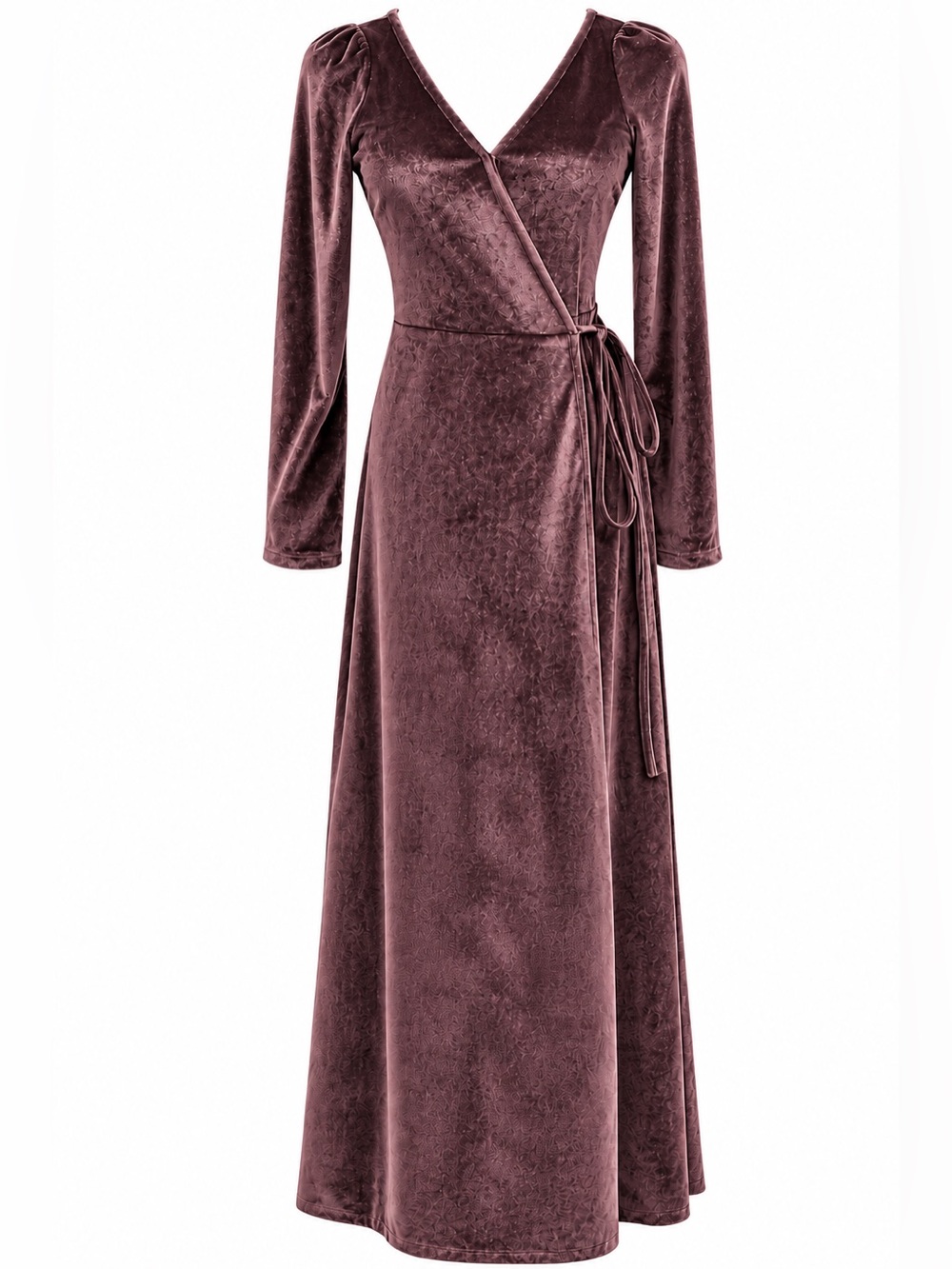 Baltic Born Mauve Velour Wrap Maxi Dress Long Sleeve Whimsigoth Victorian XS